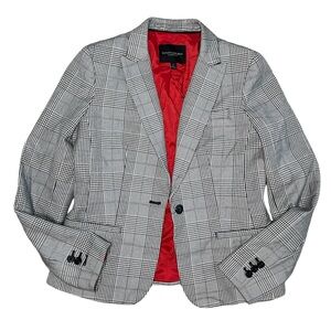 Banana Republic Blazer Size 2 Grey/Black/White with Red‎ Lining